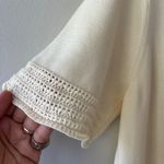 BEARPAW  Sz L Crochet Short Sleeve‎ Crewneck Top Blouse Cream Stretch Pullover Photo 4