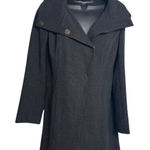 Betabrand  Women XS Charcoal Gray Hooded Button Snap Trench Coat Lagenlook Casual Photo 0