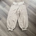 Free People Textured Knit Pants Cream Logan Pass Balloon Joggera LARGE Ribbed Photo 1