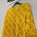Sundance  Sausalito 3/4 Sleeve Thermal Waffle Gold Yellow Pink Floral Size PL Photo 3