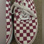 Vans Maroon Burgundy Red & White Checkered Lace-Up Gym Shoes Photo 9