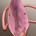 Vintage Pink and Tan Woven Straw Tote Bag with Butterfly Photo 4