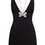 AREA Butterfly Mini Dress in Black Small New Womens Crystal Necklace Photo 11