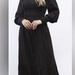NWT OAT NY smocked black & gold off shoulder maxi dress ruffle skirt S Photo 0
