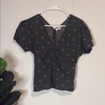 Madewell Dark Green Floral fitted Blouse with puff sleeve Photo 0