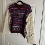 ZARA Fair Isle knit pullover sweater with contrasting knit jacquard sleeves M Photo 3
