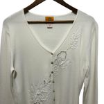 Ruby Rd Women Cardigan Sweater Ivory Embroidered Beaded Cottagecore Boho Classic Size L Photo 7