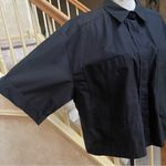 ZARA  Minimalist Black Short-Sleeve Button-Up cropped Shirt 100% Cotton Sz XL Photo 4