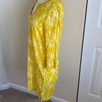Boden Yellow White Cotton Patterned Jewel Neck Shift Dress Coverup Size 4 Photo 3