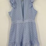 AQUA Swiss Dot Lace Trim Romper Size Medium in Blue NWT Photo 2