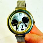 Disney Mickey Mouse Silver & Gold Tone Cuff Bangle Wristwatch NEEDS BATTERY Photo 0