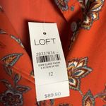 Loft Rust Orange Floral Print Long Sleeve A-Line Button Front Mock Neck Dress 12 Photo 8