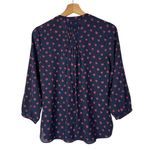 NYDJ Navy Blue Red Heart Print Popover Long Sleeve Blouse XXS Photo 1