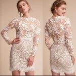 Anthropologie  BHLDN Monique Lhuillier Lace Cocktail Wedding Dress 10 Tiana White Photo 2