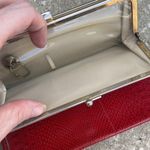 Vintage 1960s Red Snakeskin Cowhide Leather Clutch Kisslock Tri Fold Cherry Girl Photo 5