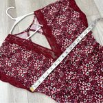 Free People Dress floral lace v neck mini womens Red (medium) sweet talker cute Photo 3