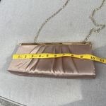 Jessica McClintock  gold satin clutch purse with Gold Chain 10x4 Photo 6