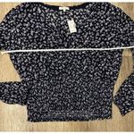 Maurice's  Large Black and White Floral Long Sleeve Top New Photo 1