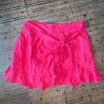 BLANK NYC cherry red ruffled wrap 27 linen mini skirt Photo 0