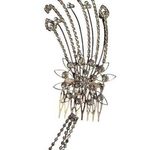 Vintqge Large Rhinestone hair comb wedding formal floral 6in missing one stone Silver Photo 0
