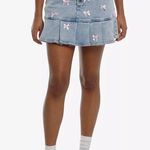 Sweet Society Light Blue Denim & Pink Bow Pleated Mini Skirt Plus Size 1 Photo 2