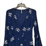 Free People  Blue White Jasmine Floral Embroidered Long Bell Sleeve Gauzy Dress 2 Photo 8