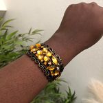 Gold bronze orange amber tone gemstone chunky bracelet bangle arm cuff #fairy #grunge #subversive #whimsygoth #gothic jewel floral Photo 2