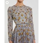 Mac Duggal  5533 Platinum Gold Embellished  Long Sleeve A-Line Gown Size 14 NWT Photo 1