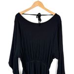 Free People Black Wrap Tie Waist Dolman Long Sleeve Knit Mini Dress Photo 3
