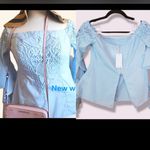 Lulumari COPY - Anthro. brand- blue lace embroidered off shoulder flutter top ✨🎀… Photo 1