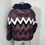 Coach Fair Isle Puffer Winter Jacket Size Large Red Wine, Burgundy, White, Black Photo 5