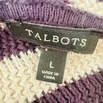 Talbots  Blue White Stripe Cotton Blend Hoodie Pocket Size Large Preppy Nautical Photo 4