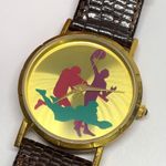 Vintage SMI watch gold tone 32mm case brown leather strap fits up to 8” running Photo 1