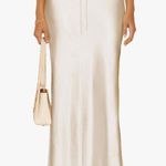 NWT CREAM SILK SATIN DRAWSTRING A LINE SKIRT White Photo 0