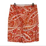 J.Crew Women's The Pencil Skirt Classic Straight Orange Cream Paisley Size 8 Photo 1