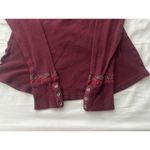 Purple Floral Embroidered Waffle Knit Henley Top Thermal Button Hippie Boho Folk Photo 5