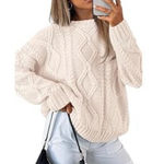 Boutique White crewneck cable knit sweater Photo 0