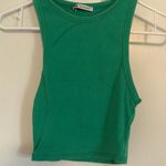 ZARA Green Ribbed Crop Tank Top Photo 0