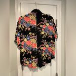 Krazy Kat  Size S Black Floral Flowy Short Sleeve Collared Button Down Shirt 90s Photo 7