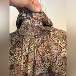 Vintage Michii Moon For Sanyo Silk Paisley Printed Blouse Sz 12 Purple Photo 5