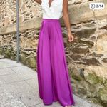 ZARA  satin effect wide leg fuchsia palazzo high waist flowy pants XS Photo 2