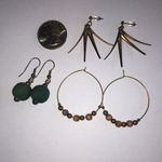 Elegant Bronze and Green Beaded Ball Drop Boho Earring Set Brown Photo 4