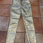 Boston Proper  gold Lamé and rhinestone print jeans size 6 Photo 0