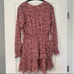 AQUA Watercolor Paisley Smocked Mini Dress Women's M Purple Zip Closure NWT Photo 5