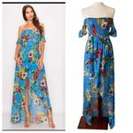 Privy  Smocked High Low Off shoulder Floral Dress Photo 0