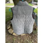 Merona Women's Black And White Striped Quilted Puffy Vest Size L Full Zip Photo 1