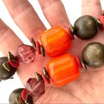Chico's  red, orange and black beaded statement necklace Photo 6