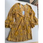 Blue Island Golden yellow floral tunic dress or top Bell sleeves Size S NWT Photo 7