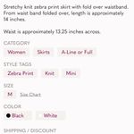 No Boundaries Zebra Stripe Black White Knit Skirt Womens Medium Photo 7