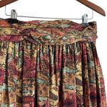Vintage Pat Argenti Women Silk Skirt 12 Floral Pleated Artsy Midi Grandma Modest Orange Photo 4